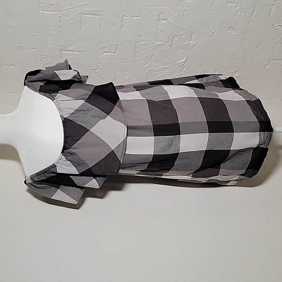 Who What Wear Mini Dress Off The Shoulder Buffalo Plaid Checkered Black White M - Picture 4 of 15